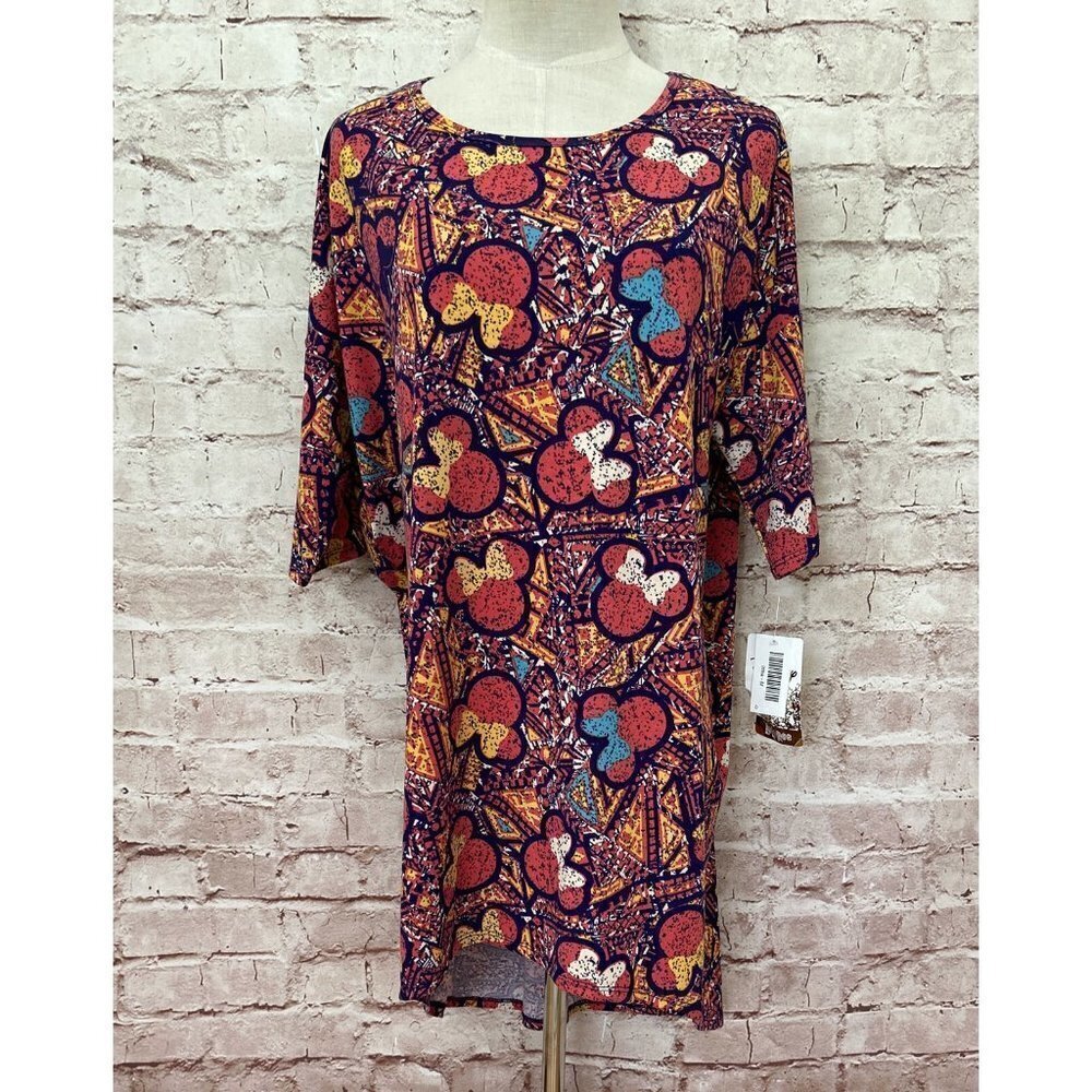 LuLaRoe IRMA Tunic Top Womens DISNEY Minnie Mouse Purple Pink Print Size Medium